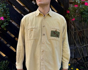 Generisch Chemise Décontractée à Manches Longues En Coton Avec Style Vintage Pour Homme Blanc, Blanc., S