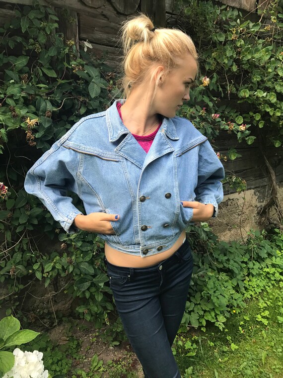 90s Denim Cropped Jacket Grunge Jeans 