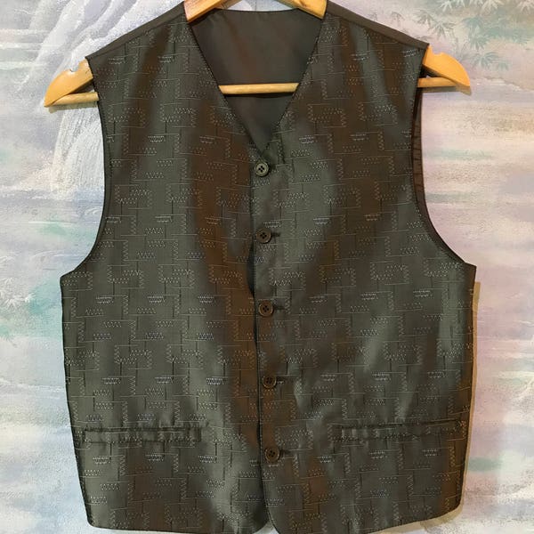 Khaky Men's Vest Elements Print Vest Formal Waistcoat Wedding Groom Formal Vest Baroque Gentlemen's Small Size Vest