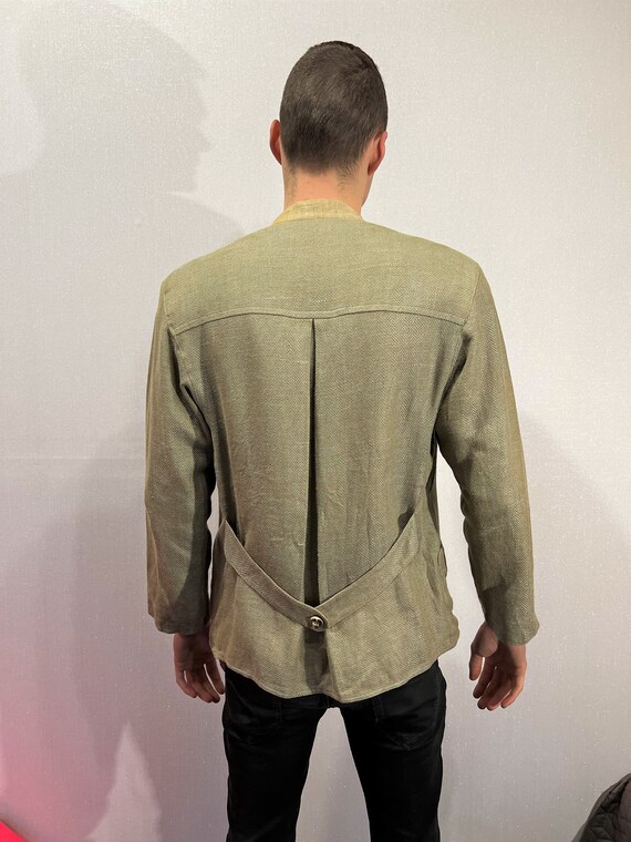 Vintage Mens Loden Jacket Linen blend Traditional… - image 3