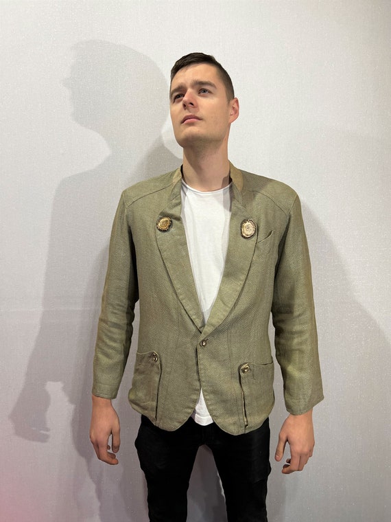Vintage Mens Loden Jacket Linen blend Traditional… - image 1