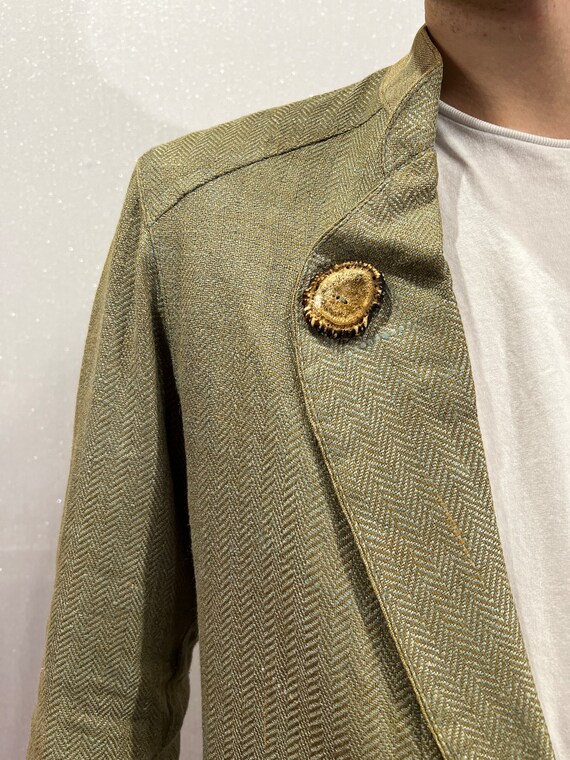 Vintage Mens Loden Jacket Linen blend Traditional… - image 7