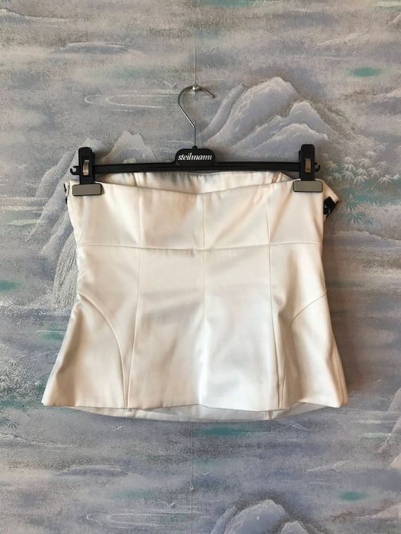 White Embroidered Corset Top Boned Bodice Straple… - image 4