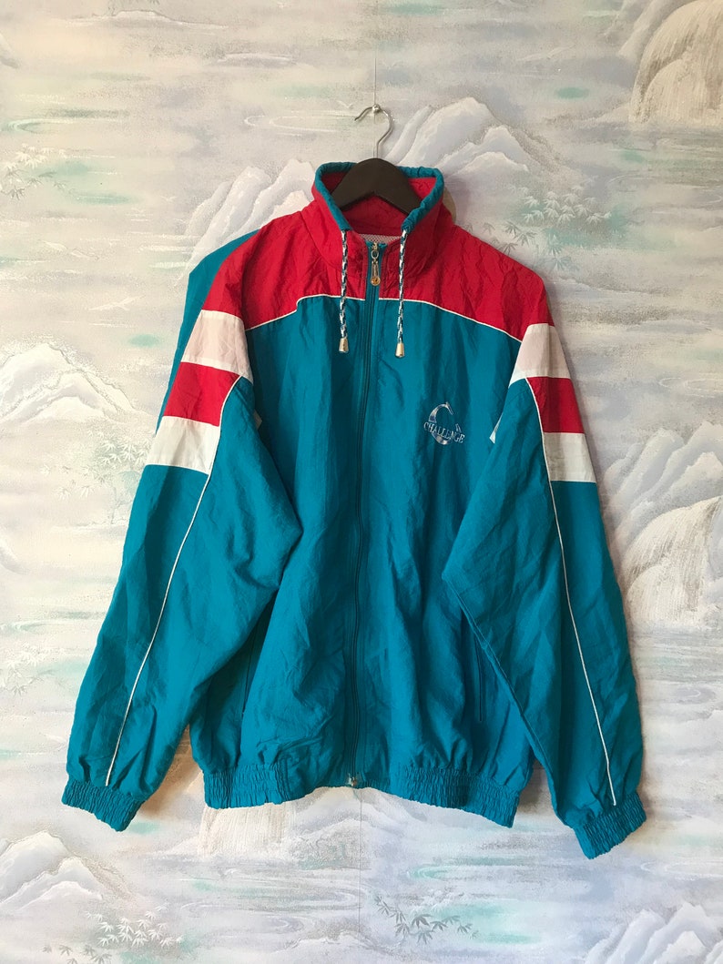 Vintage 80er Jahre Windbreaker blau Colorblock Parka Klee Hipster Colorblock Windbreaker leichte Jacke Jogging Jacke Größe XL Vintage 80er Jahre Windbreaker blau Colorblock Parka Klee Hipster Colorblock Windbreaker leichte Jacke Jogging Jacke Größe XL