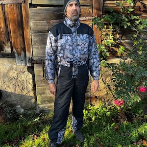 Ski Anzug Schwarz Herren Einteiler Winter Overall Retro Schneeanzug Hipster Winter Activewear Mittlere Größe Herren Ski Anzug