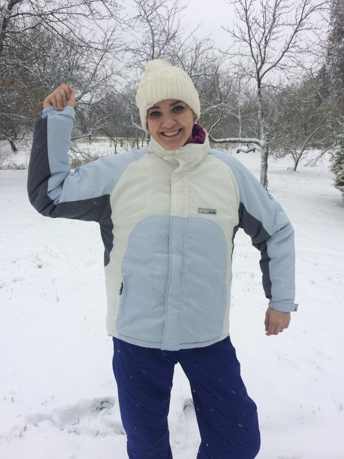 light blue snow jacket