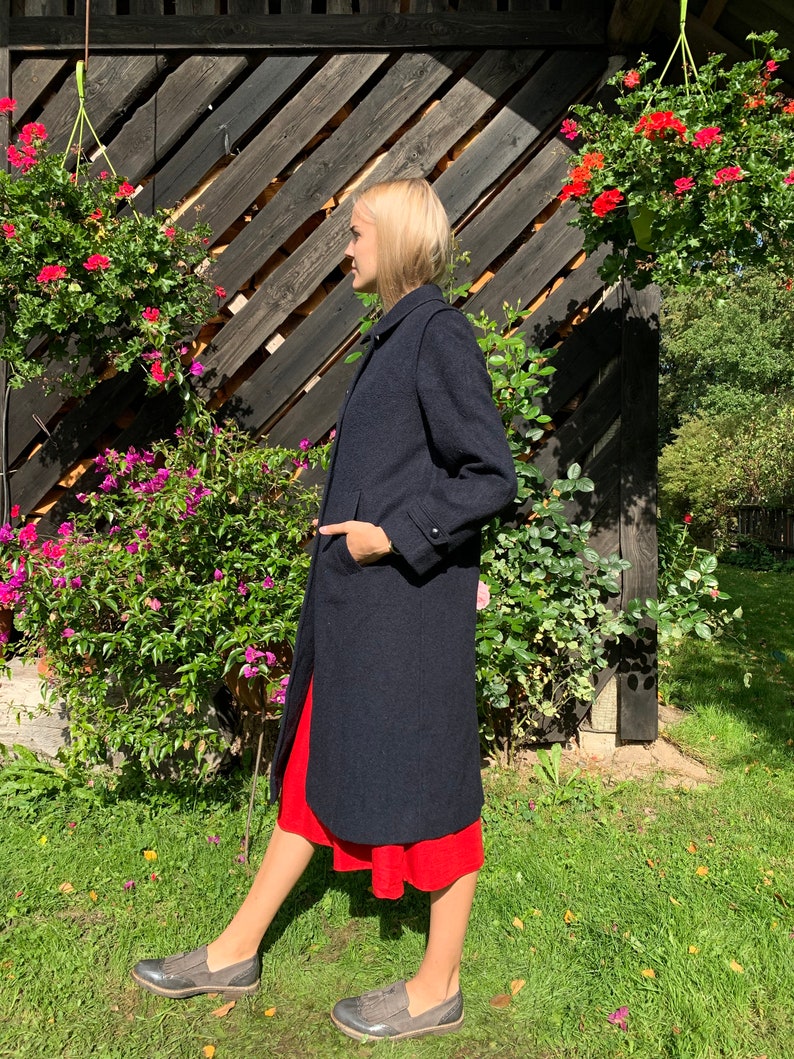 Vintage Classic Bavarian Coat Tyroler Dark Gray Wool Austrian Tiroler Loden Coat Dark Gray Wool Dirndl Coat Large Size Womens Coat