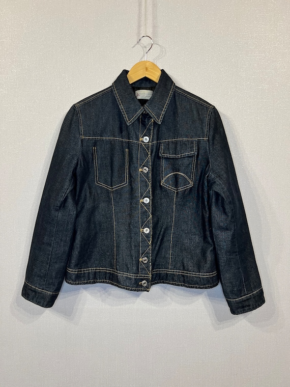 Warm Vintage Denim Jacket Denim Steped Jeans Button Up Jacket Long Sleeve Jeans Shirt Dark Blue Shirt Denim Jacket Large Size Jeans Jacket