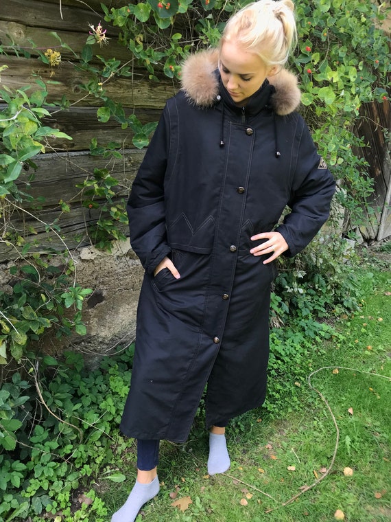 Parka Vintage para mujer abrigo largo de invierno negro - Etsy España