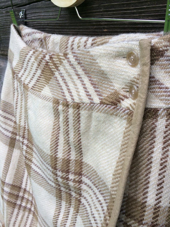 Wool Plaid Wrap Skirt Mini Pencil Skirt Checkered… - image 4