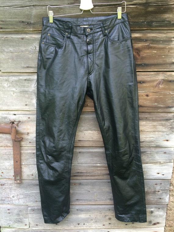 leather peg leg trousers