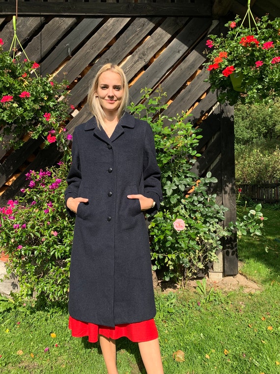 Vintage Classic Bavarian Coat Tyroler Dark Gray Wool Austrian Tiroler Loden Coat Dark Gray Wool Dirndl Coat Large Size Womens Coat