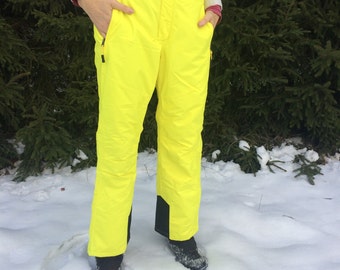 NEW Winter Sport Pants Bright Yellow Hipster Snow Pants Windbreaker Trousers Size Large to Extra Large Unisex Winter Activewear Pants