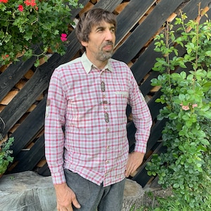 Camicia trachten tedesca Bianco cotone rosso button-down Octoberfest camicia tedesca Trachten austriaco Alpen Oktoberfest bavarese piccola taglia