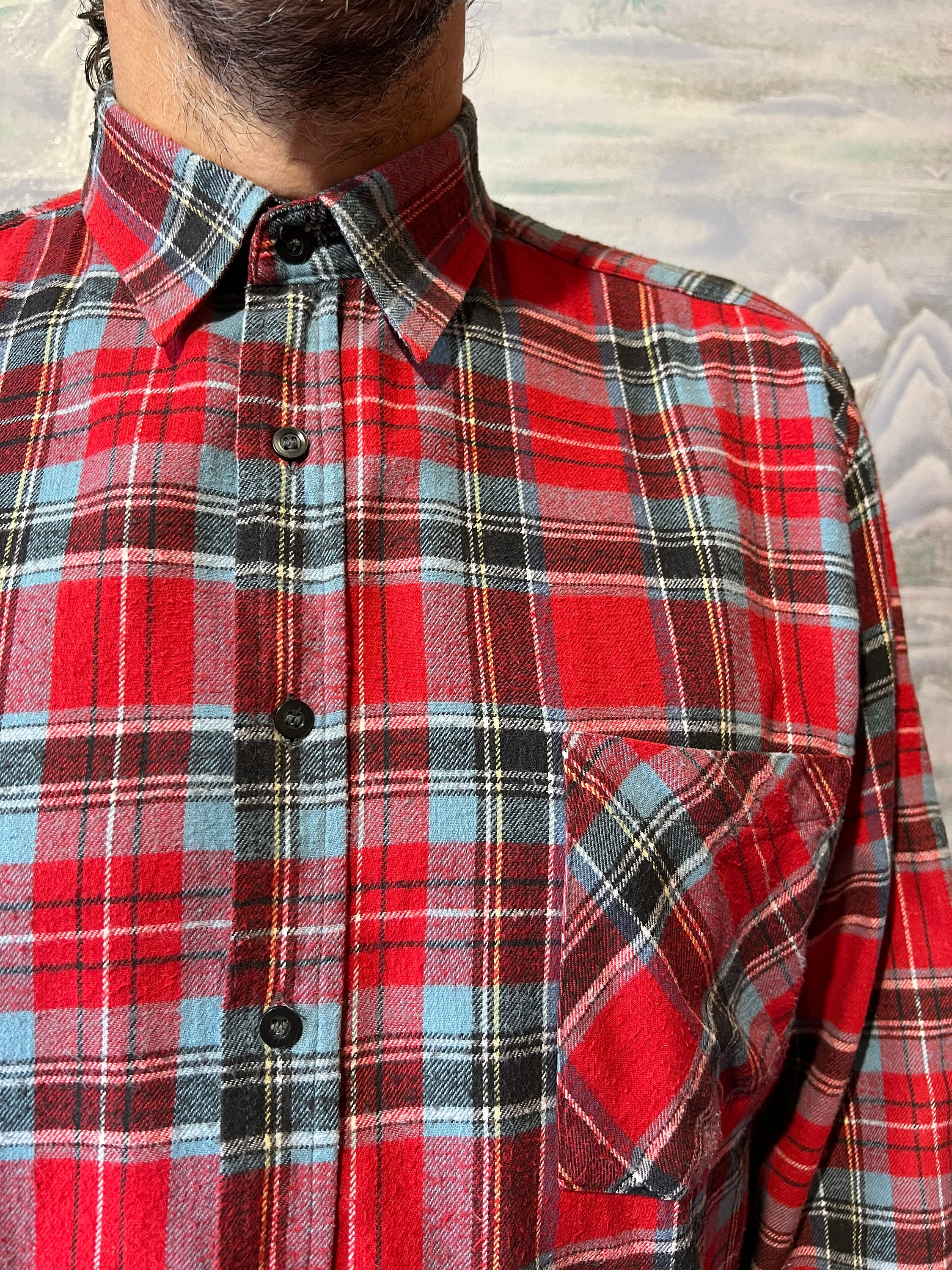 Camisa Franela Hombre Cuadros Roja