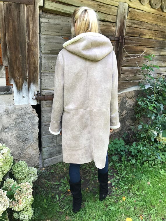Romantische Damen Futter Groß Vintage Warmen Bis Mantel Mittel Lady Wintermantel Beige PnXN0Z8wkO