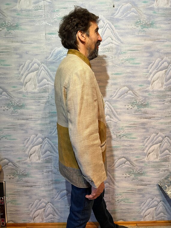 ジャケット・アウター 70s 80s GERMANY linen tirolean jacket Vintage Mens Loden Jacket Beige Leinen Traditional Folk Austrian