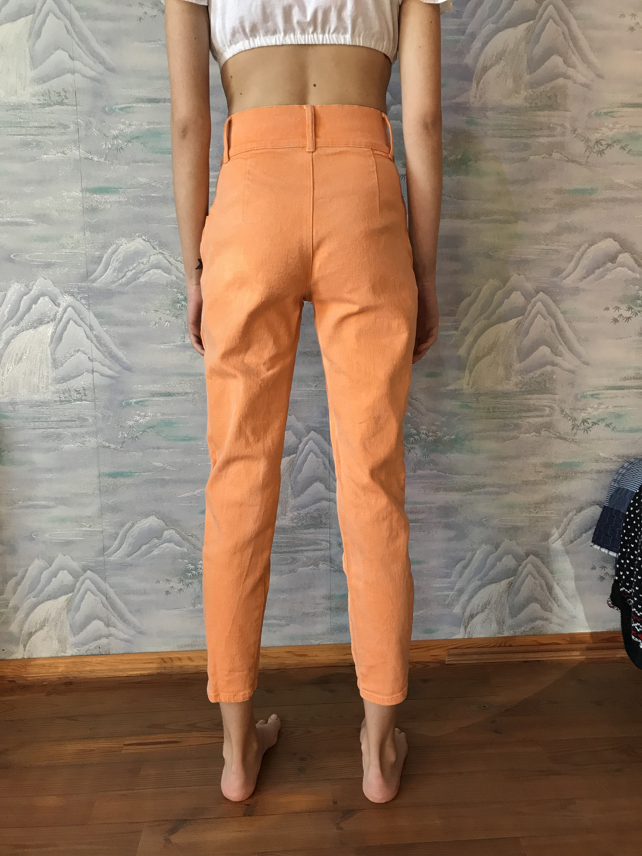 orange high waisted jeans