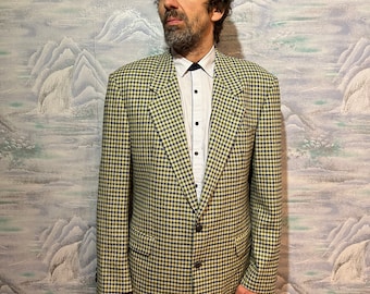 Men Tweed Blazer Plaid Wool Cashmere Green Plaid Wool Sport Coat Mens Tweed Jacket Casual Clothing Office Wear Medium to Large Size