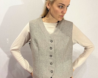 Vintage gris puro nuevo chaleco de lana para mujer chaleco de lana cálida chaleco ajustado de gran tamaño chaleco cómodo chaleco cálido