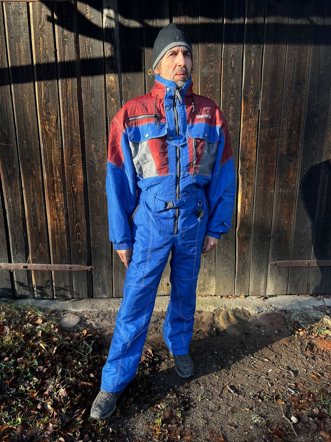 Vintage Mens Ski Suit Blue One Piece Winter Skiing Suitretro Etsy