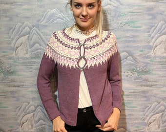 Mohair Cardigan: Pale Purple, Norwegian Hooks, Small