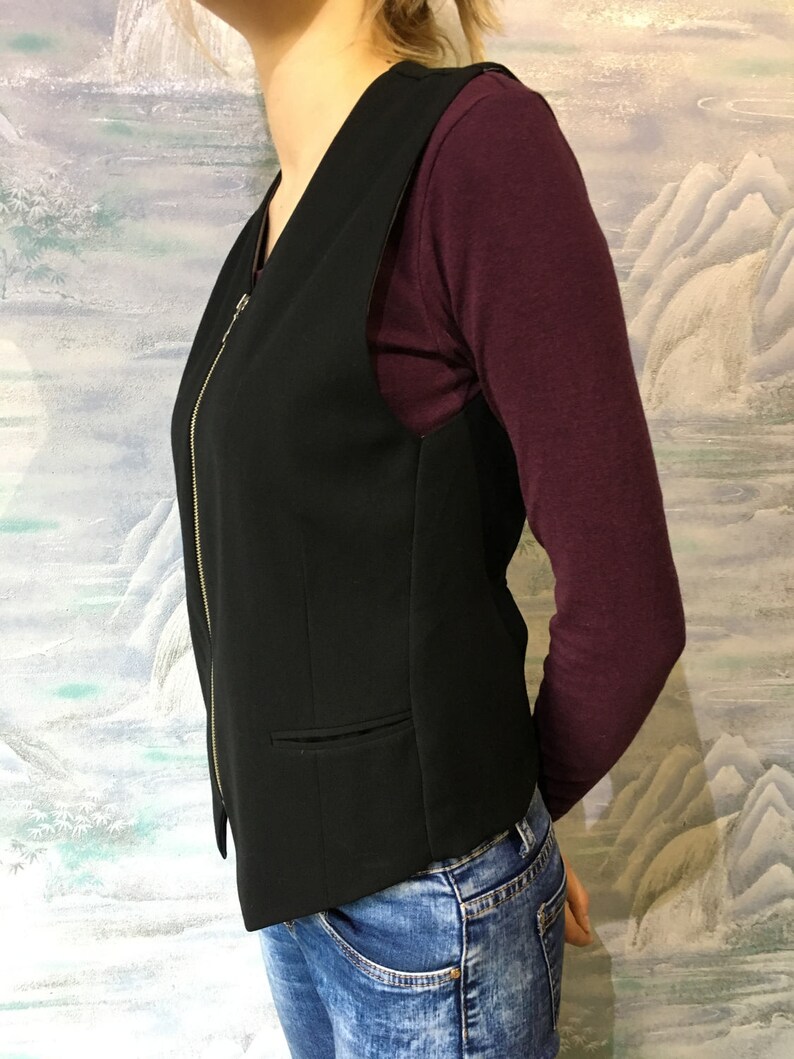 Women's Black Vest Fitted Formal Waistcoat Secretary - Etsy