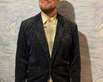 Vintage Sport Jacket Corduroy Dark And Light Gray Blazer Men's Cotton Jacket Urban Casual Jacket Everyday Sports Coat Size Large Sport Coat