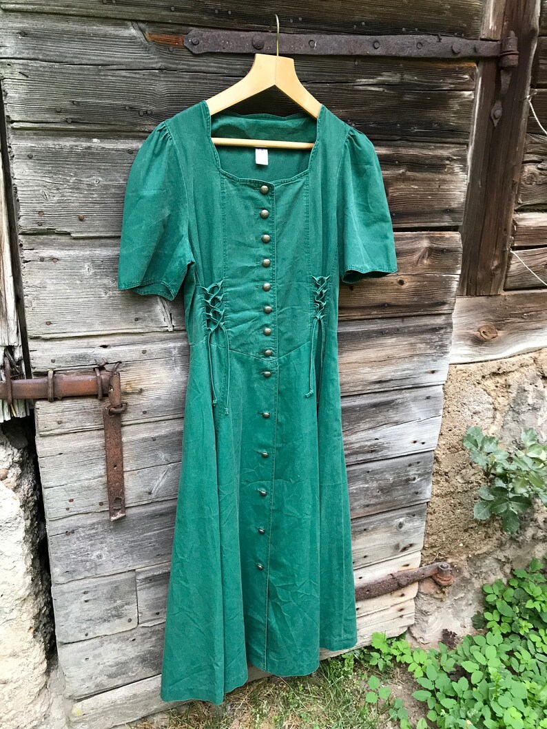 Vintage Green Dirndl Dress German Austrian Dress Bavarian Folk Etsy