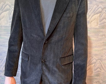 Vintage Dark Blue Velvet Sport Coat Dark Brown Velvet Blazer Men's Cotton Jacket Urban Casual Jacket Velour Sports Coat Size Medium