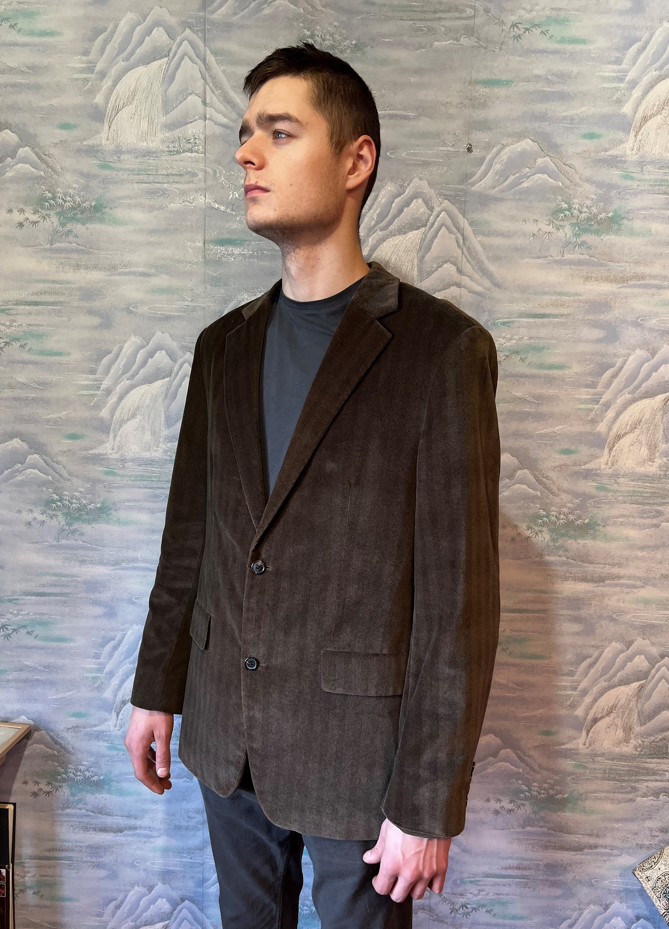 HUGO BOSS Velvet Blazer Mens Brown Suit Jacket With Lining Size Medium to Large Etsy
