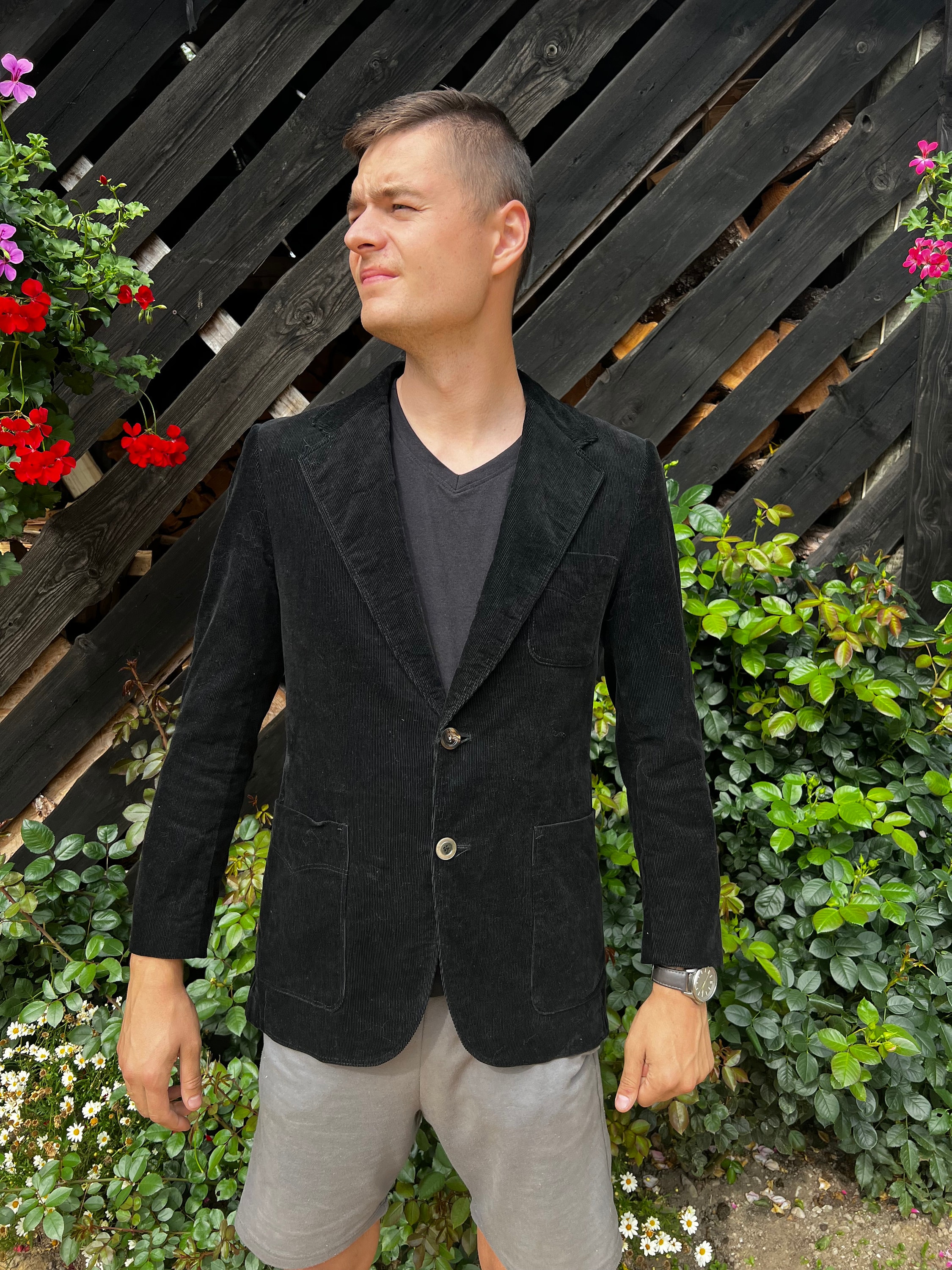 Vintage Black Corduroy Blazer Mens Cotton Jacket Urban Vintage Black Corduroy Blazer Mens Cotton Jacket Urban