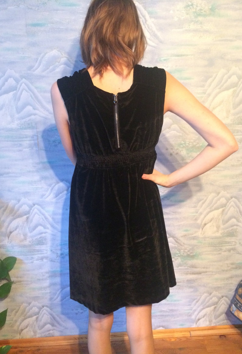 Black Mini Velvet Evening Dress Holiday Cocktail Party Dress Sleeveless little Black Dress Large Size