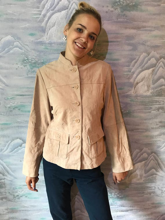 Light Brown Suede Leather Jacket Beige Western St… - image 1