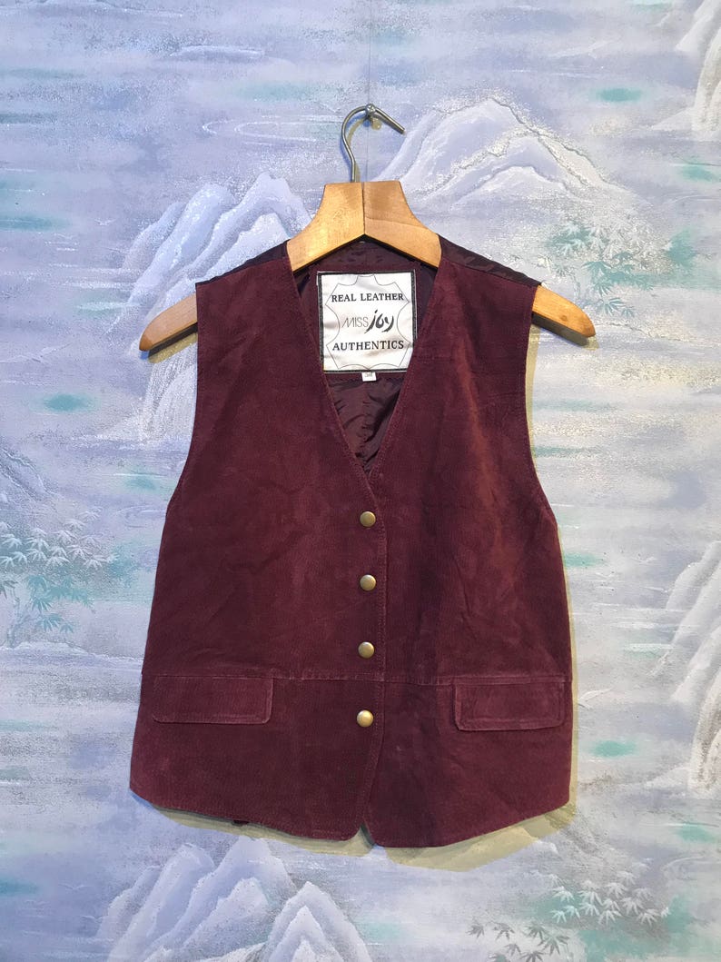 Genuine Suede Vest Vine Red Leather Womens Um Size Image 0