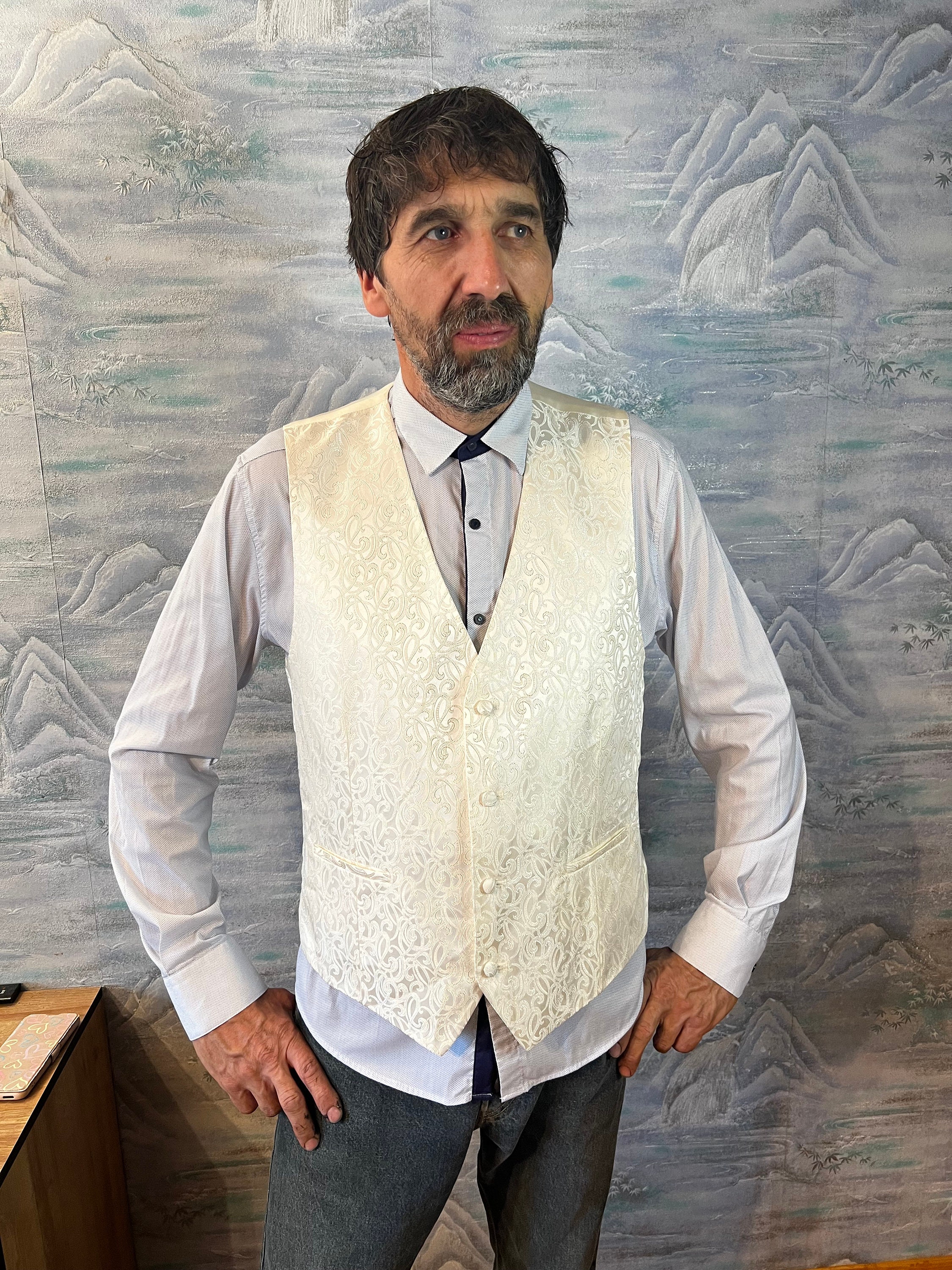 Ivory waistcoat mens deals
