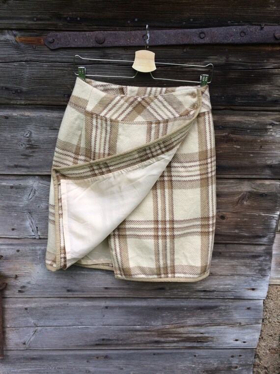 Plaid pencil wrap skirt cheap