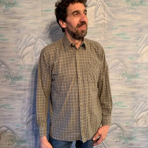 Camicia vintage austriaca Camicia Dirndl in cotone da uomo Camicia a maniche lunghe Camicia tradizionale bavarese popolare scozzese Camicia Oktoberfest di medie dimensioni