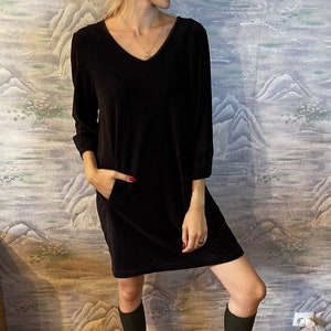 Vintage Black Gudrun Sjoden Velvet Womens Dresses Size Medium Comfortable Womens Dress