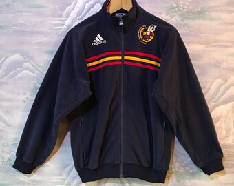 Vintage Soft Dark Blue Adidas Sport Jacket Adidas Track Jacket Adidas Jogging Jacket Adidas Three Stripes Jacket Tracksuit Jacket Medium