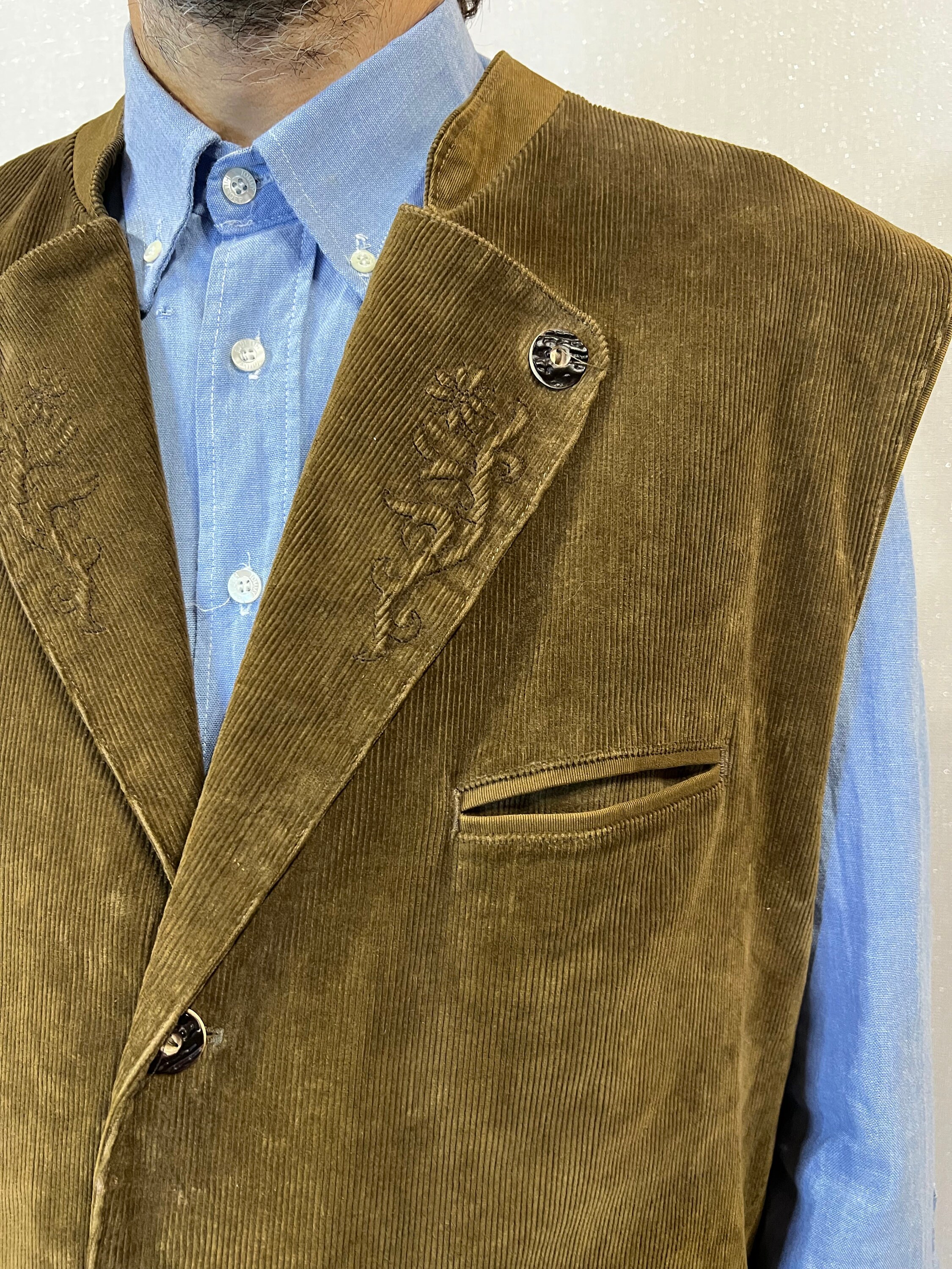 Gilet Tyrolien LODENFREY Vert Pour Homme - Taille US 44, Authentique Et Brodé, Parfait Pour La Campagne