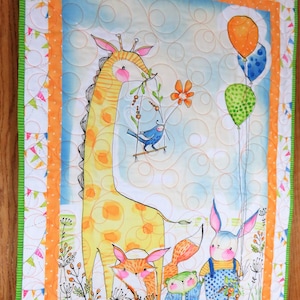 Handmade Baby Quilt for Sale, Handmade Wall Hanging for Sale, Giraffe Nursery, Zoo Animals, Quilts for Sale Handmade, Baby Registry