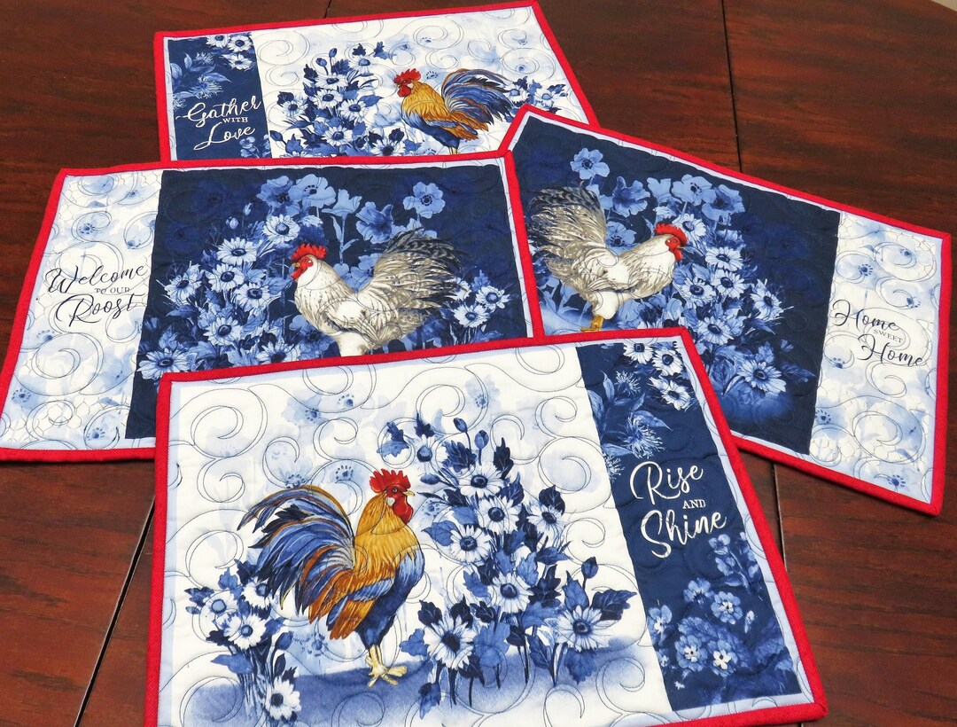 Handmade Placemats Set of 4 Chicken Placemats Country Style Etsy