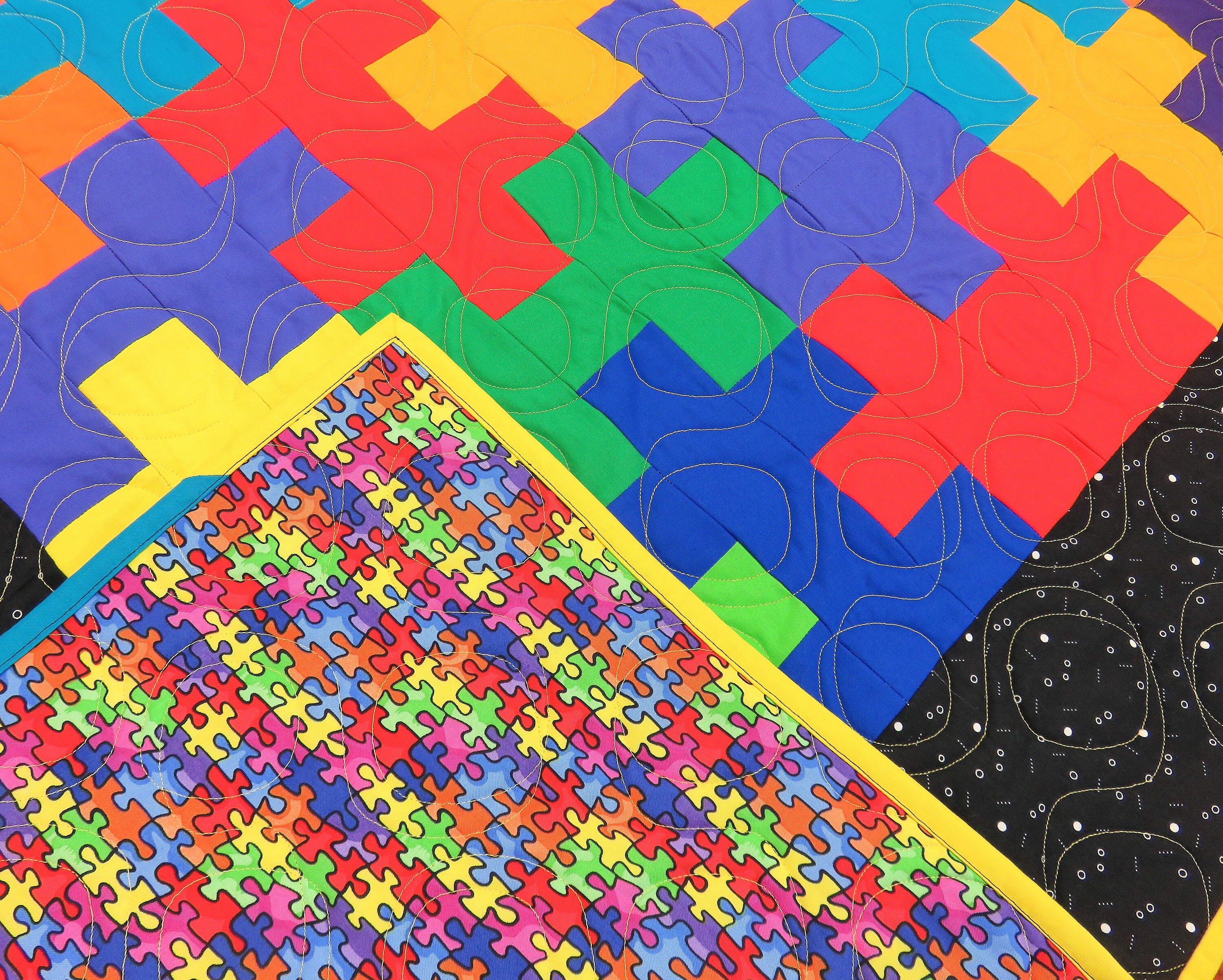 Handmade Quilt for Sale Autism Quilt Bright Quilt Puzzle Etsy