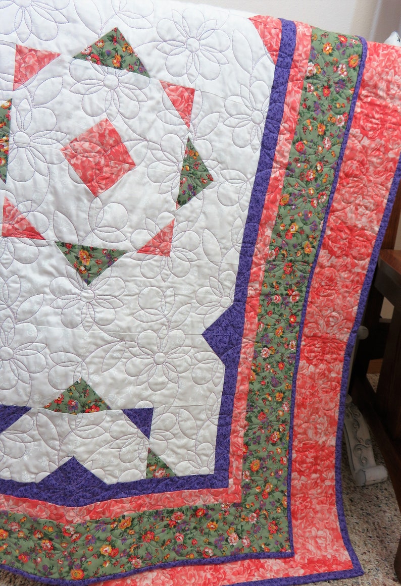 Handmade Quilt for Sale Floral Quilt Floral Lap Quilt Large Etsy