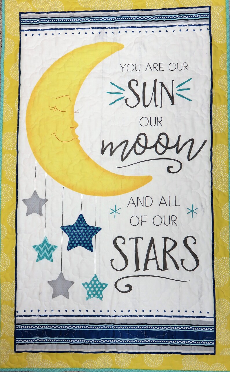 Sun Stars Handmade Baby Quilt for Sale Moon Nursery Wall Decor Baby Wall Hanging Floor Quilt