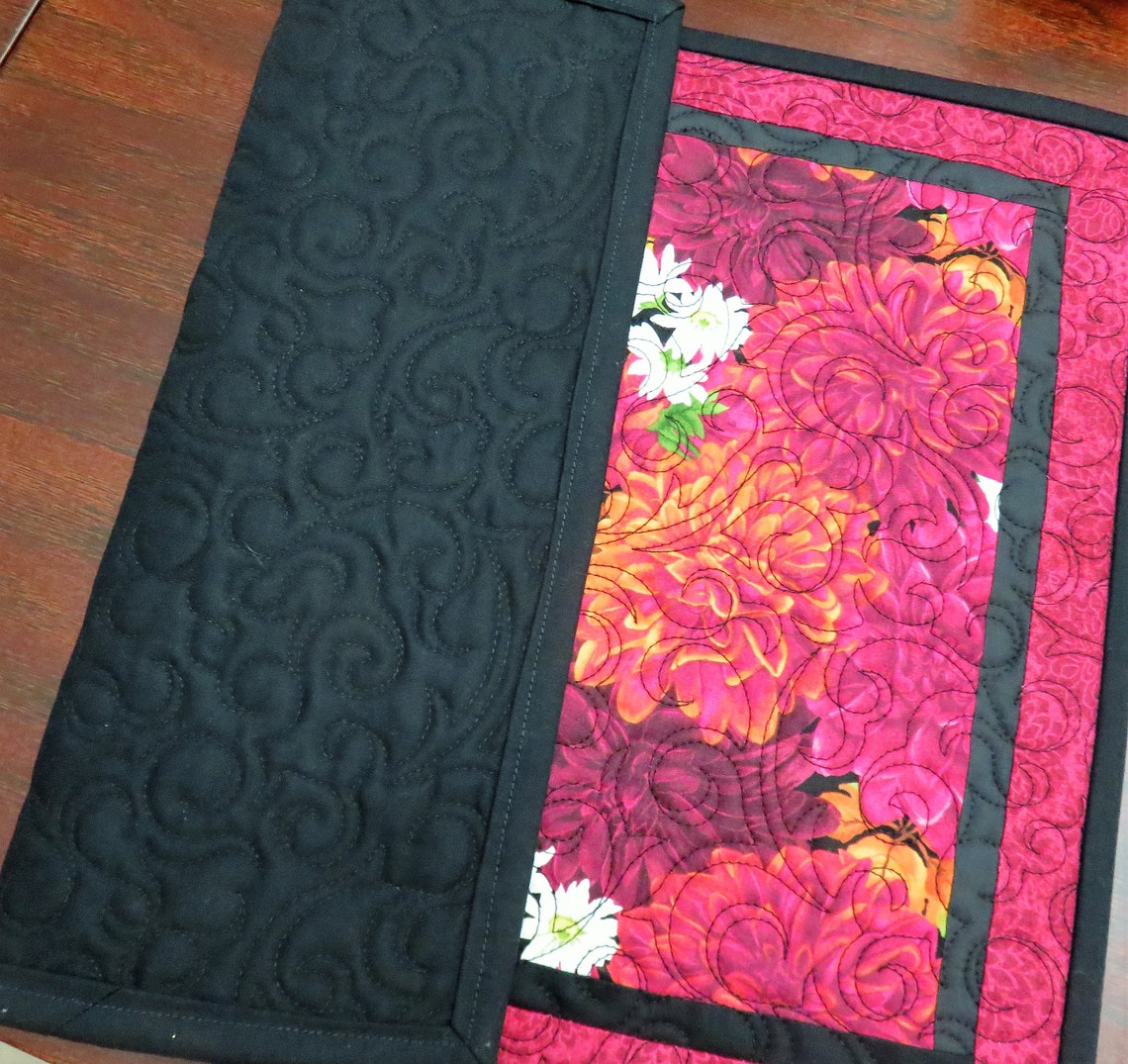 Handmade Placemats for Sale, Flower Placemats, Fuchsia Table Placemats