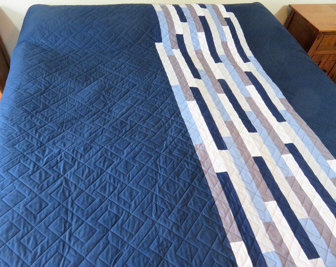 Handmade Quilt for Sale, King Size Quilt for Sale, Blue King Quilt