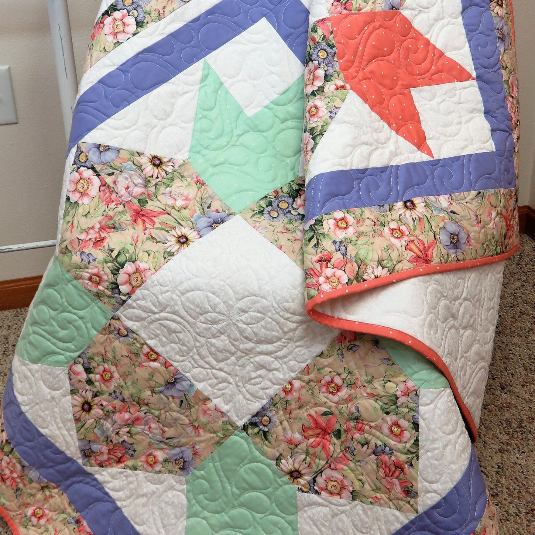 Handmade Full Size Quilt for Sale, Full Size Blanket, Double Size Quilt
