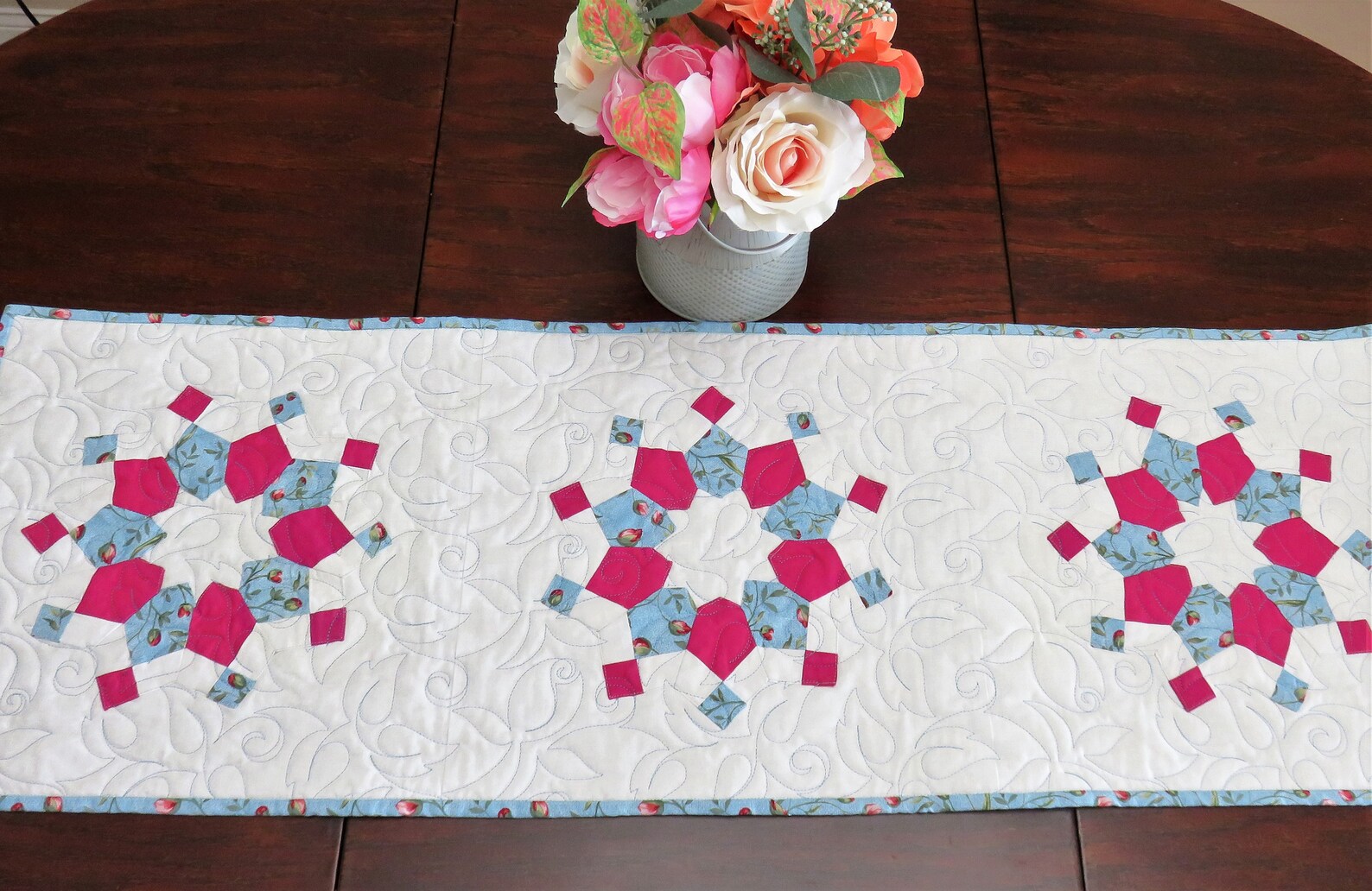 Handmade Table Runner for Sale, Handmade Table Decor, Roses Table